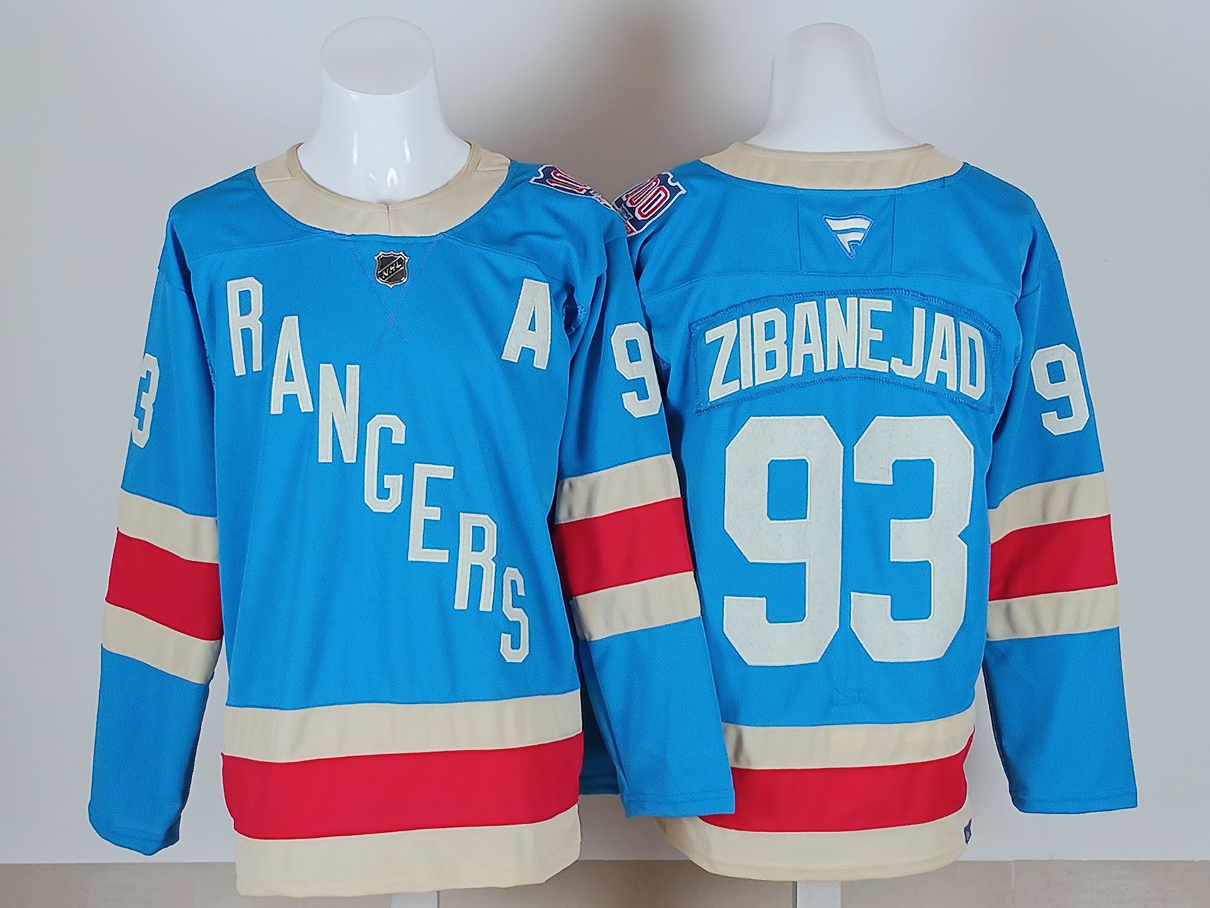 Men 2026 New York Rangers #93 Zibanejad Light Blue 100th NHL Jersey style 01